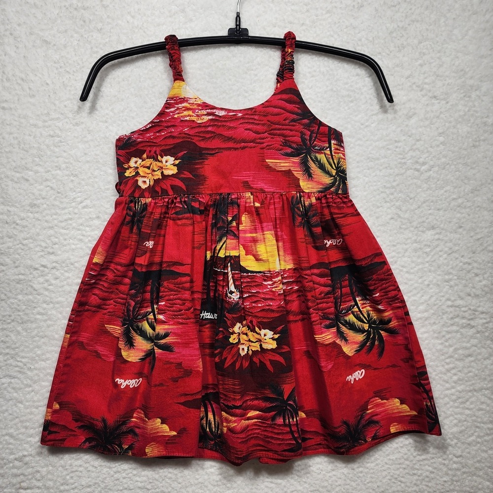 Royal Creations Hawaii Girls XL Dress Red Tropical Aloha Sundress USA